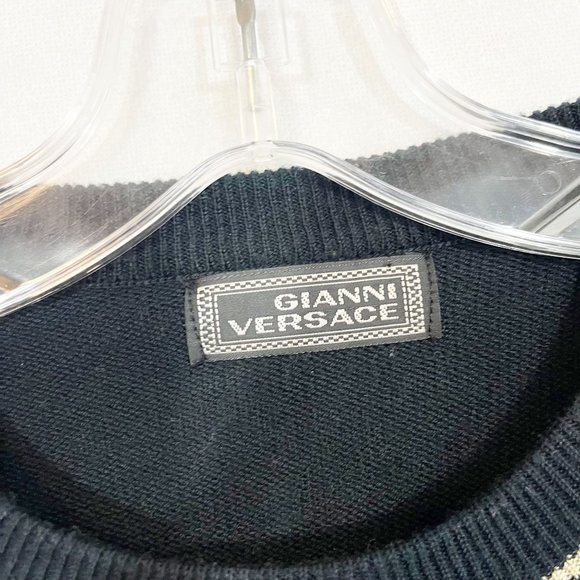 Vintage Gianni Versace Black & Gold Embroidered Crewneck Sweater - Size Medium - Picture 5 of 5